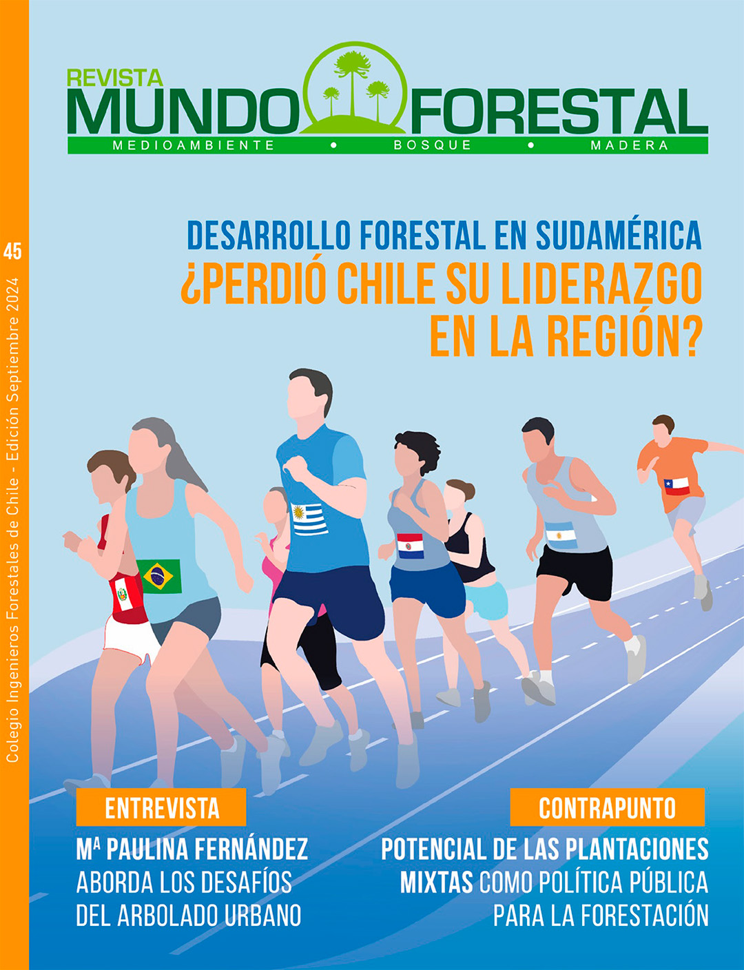 Portada de la edición 45 de Revista Mundo Forestal por CIFAG